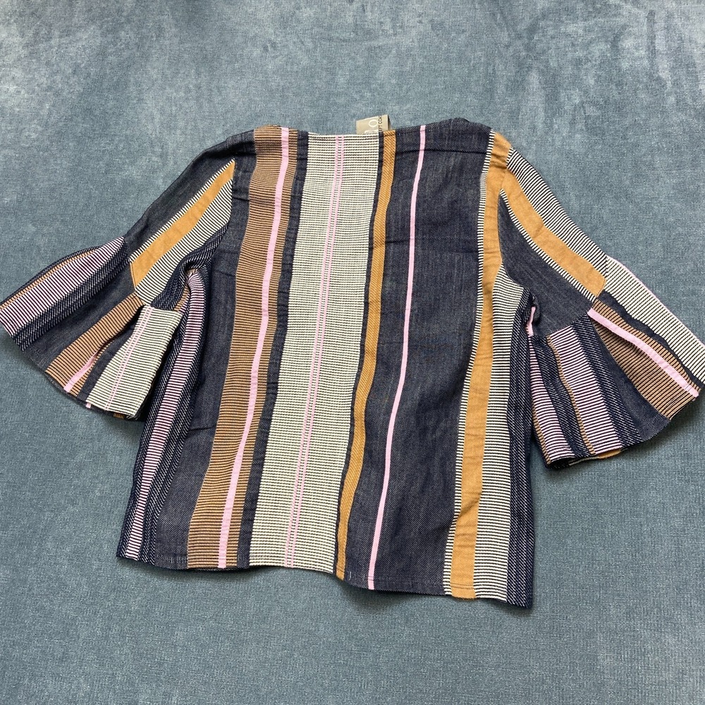 Anthropologie Dolan Left Coast Blouse Top Womens Multicolor Jacquard Bell Sleeve - Picture 10 of 14